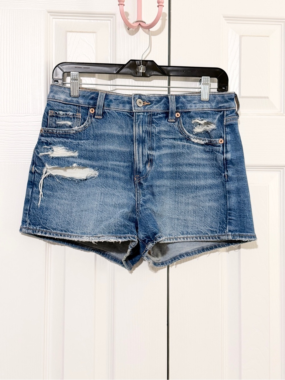 American Eagle Outfitters Medium Blue Distressed Denim Shorts